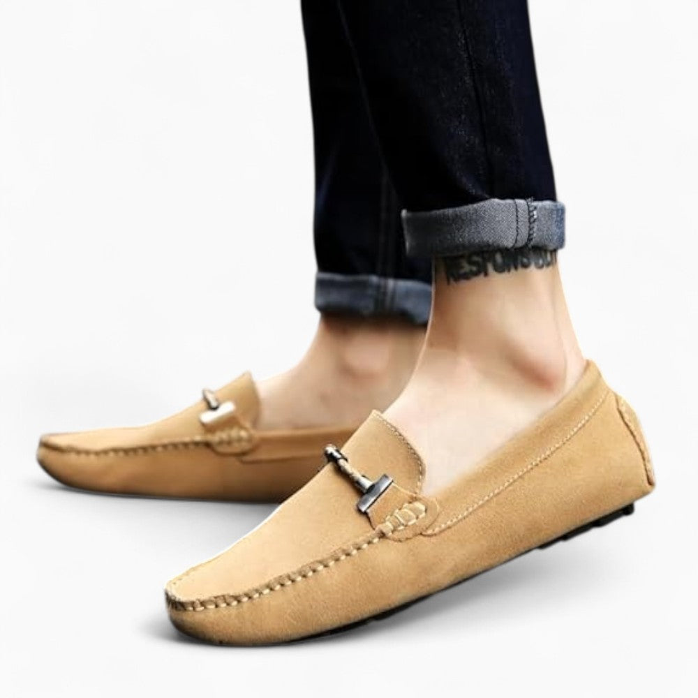 Mocassins en daim beige naturel pour homme