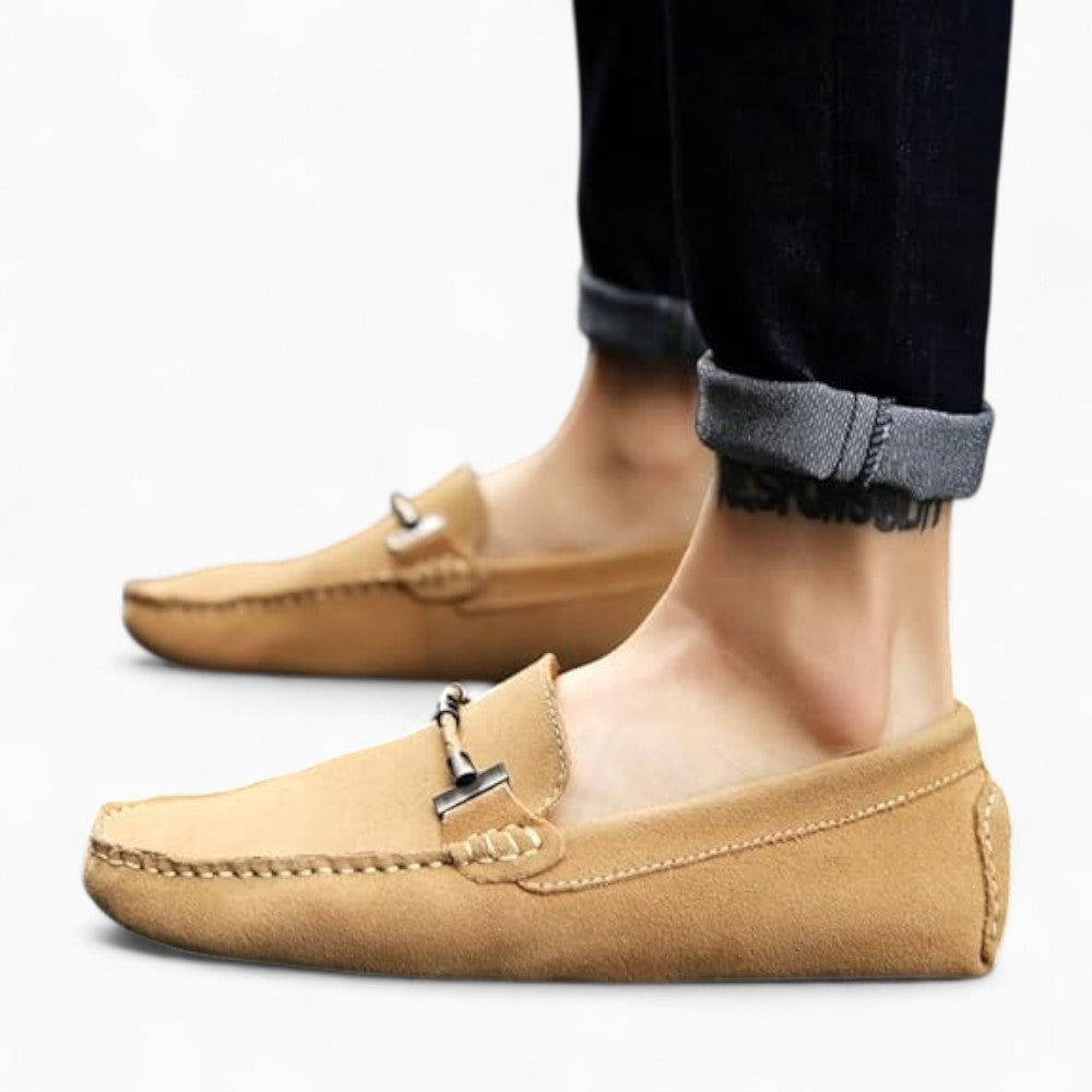 Mocassins en daim beige naturel pour homme