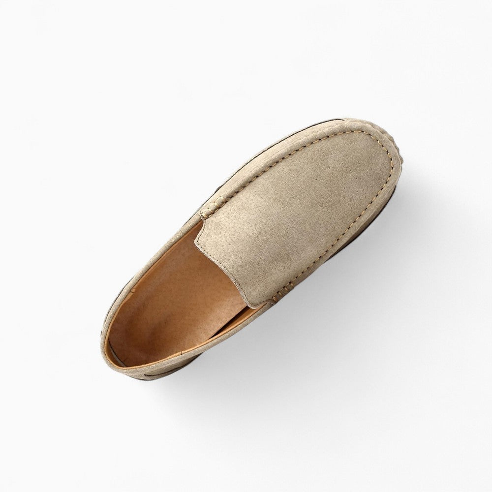 Mocassins en cuir beige pour homme