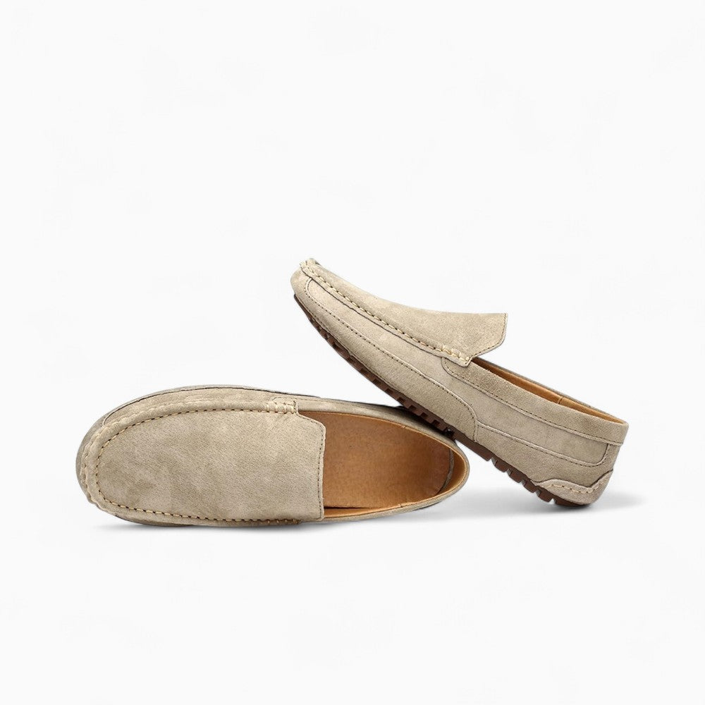 Mocassins en cuir beige pour homme