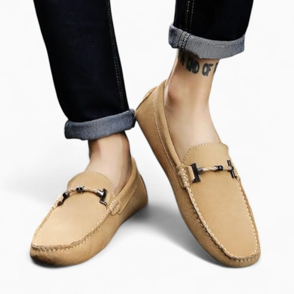 Mocassins en daim beige naturel pour homme