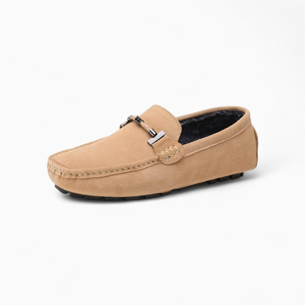 Mocassins en daim beige naturel pour homme