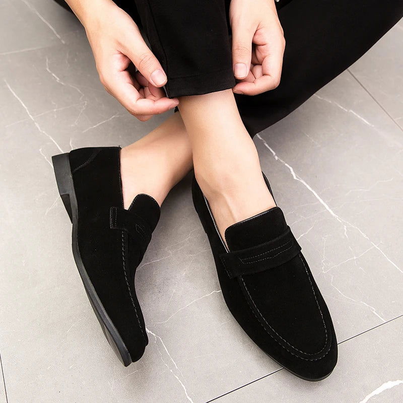 Mocassins en daim noir pour homme