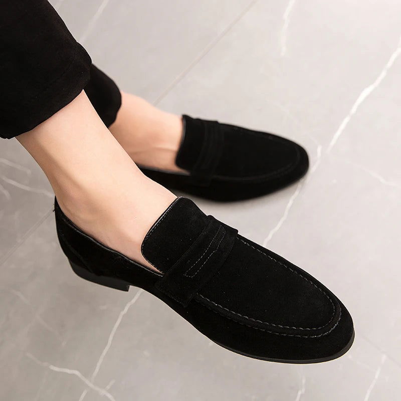 Mocassins en daim noir pour homme