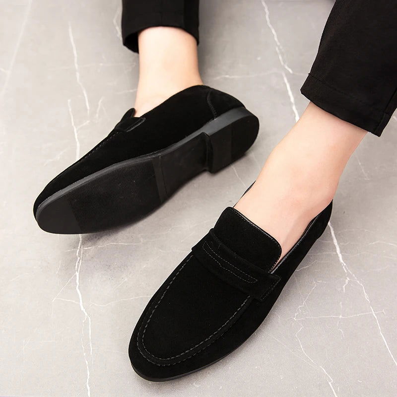 Mocassins en daim noir pour homme