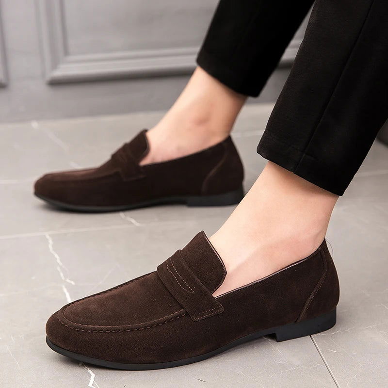 Mocassins en daim noir pour homme