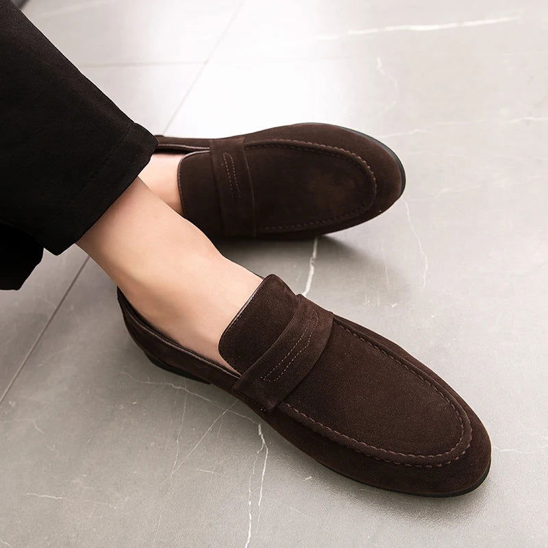 Mocassins en daim noir pour homme