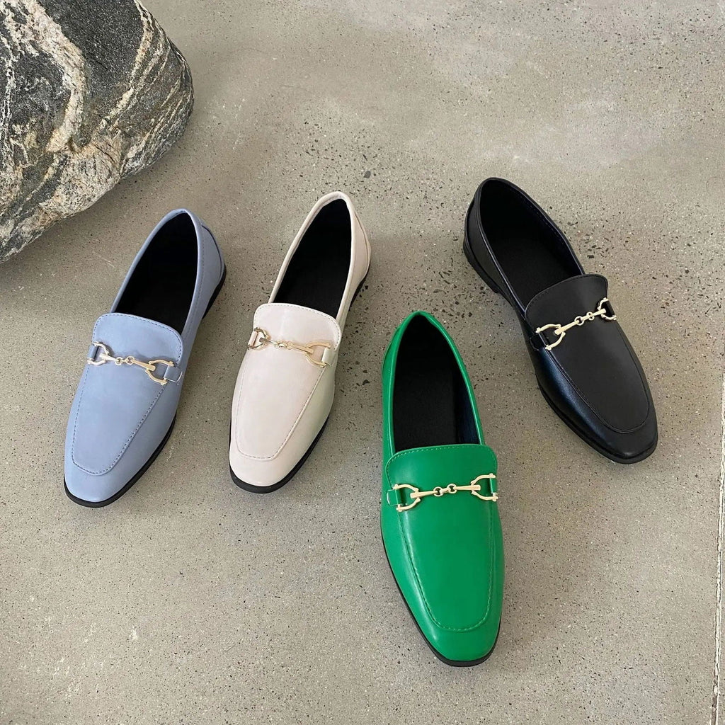 Mocassins en cuir lisse avec mort