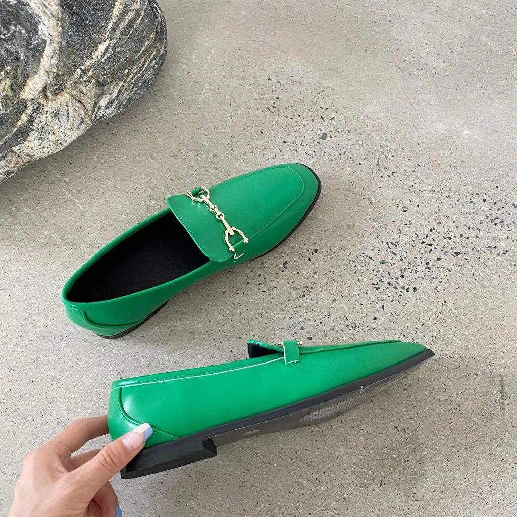 Mocassins en cuir lisse avec mort