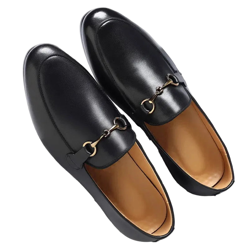 Mocassins en cuir noir avec mort pour homme