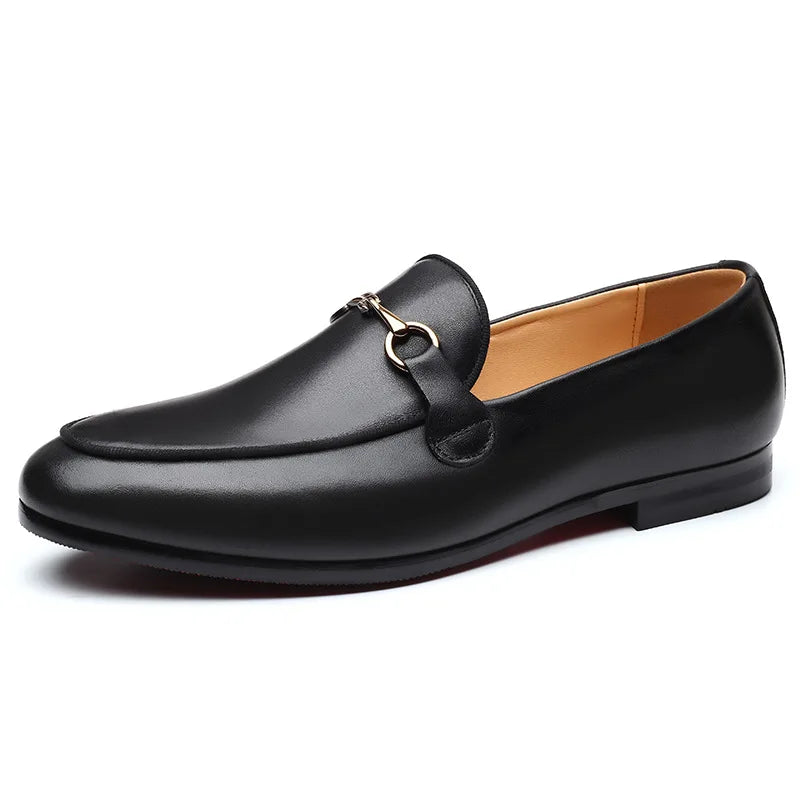 Mocassins en cuir noir avec mort pour homme