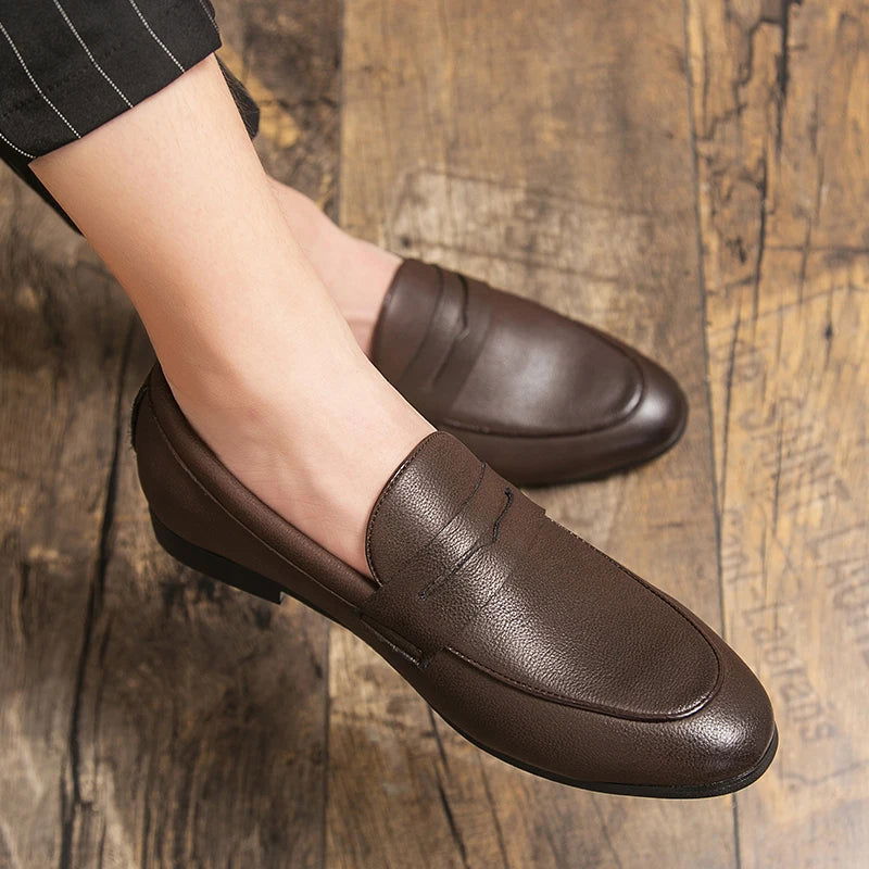 Mocassins en cuir grainé pour homme