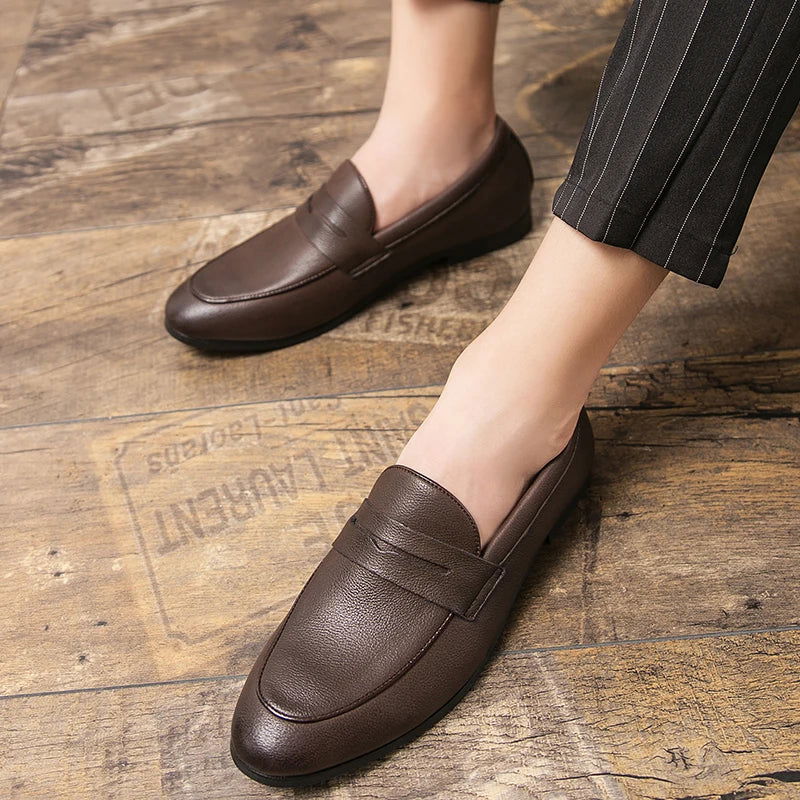 Mocassins en cuir grainé pour homme