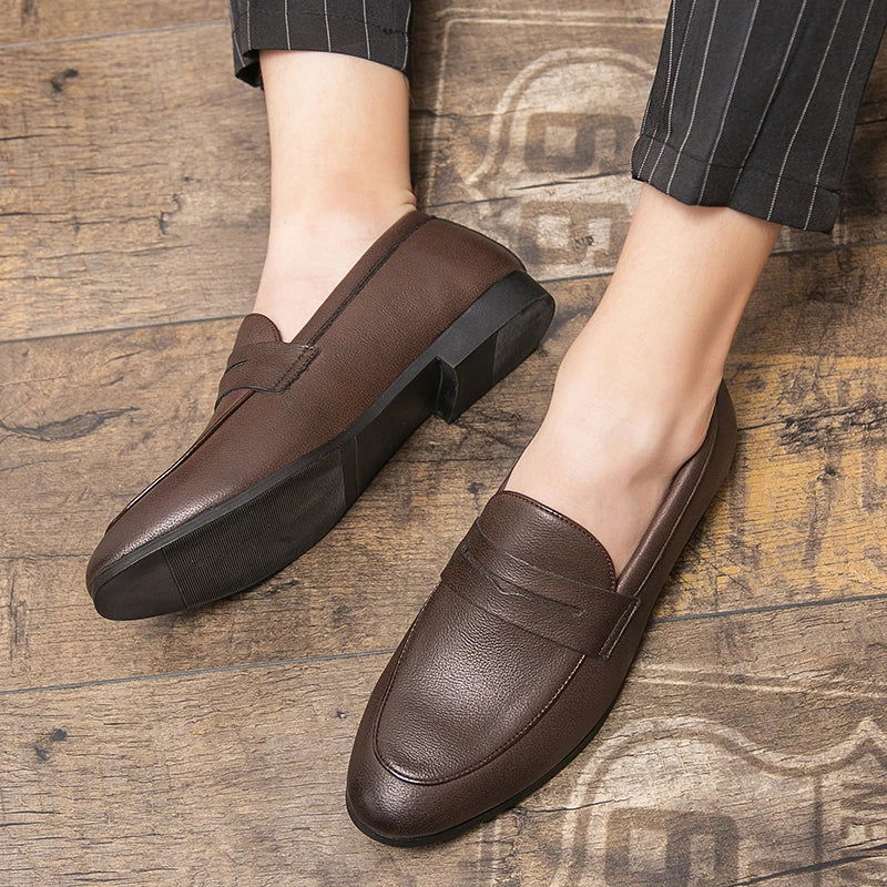 Mocassins en cuir grainé pour homme
