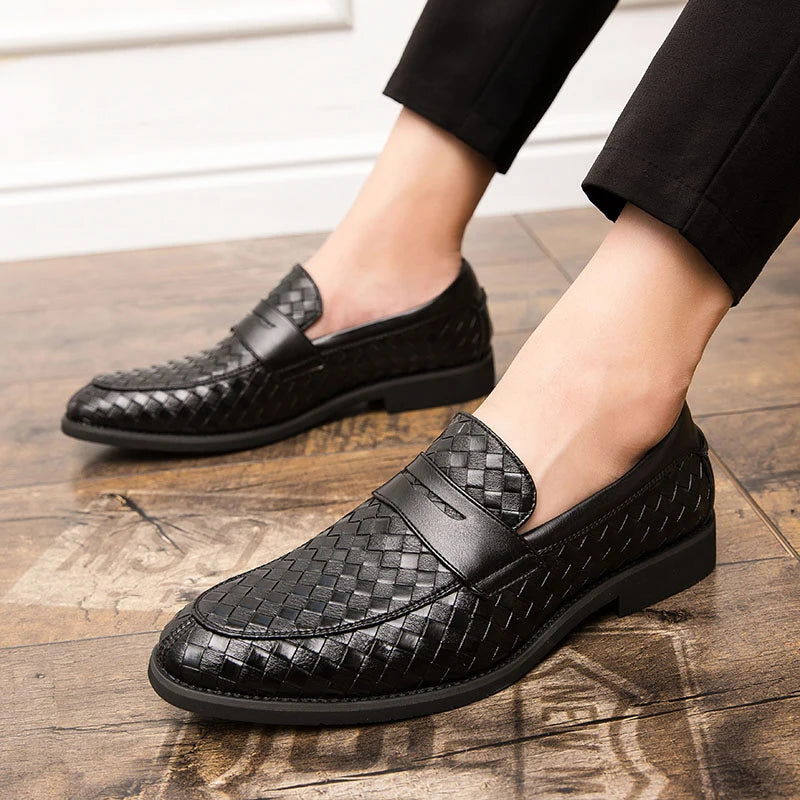 Mocassins en cuir tressé pour homme
