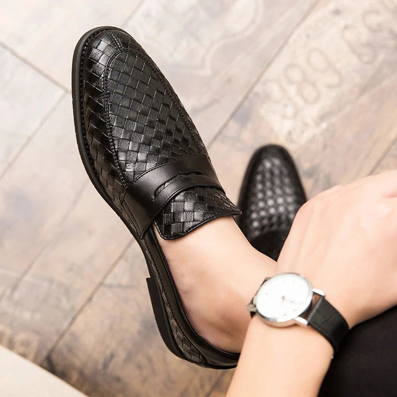 Mocassins en cuir tressé pour homme