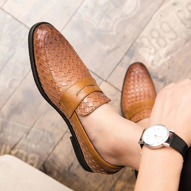 Mocassins en cuir tressé pour homme
