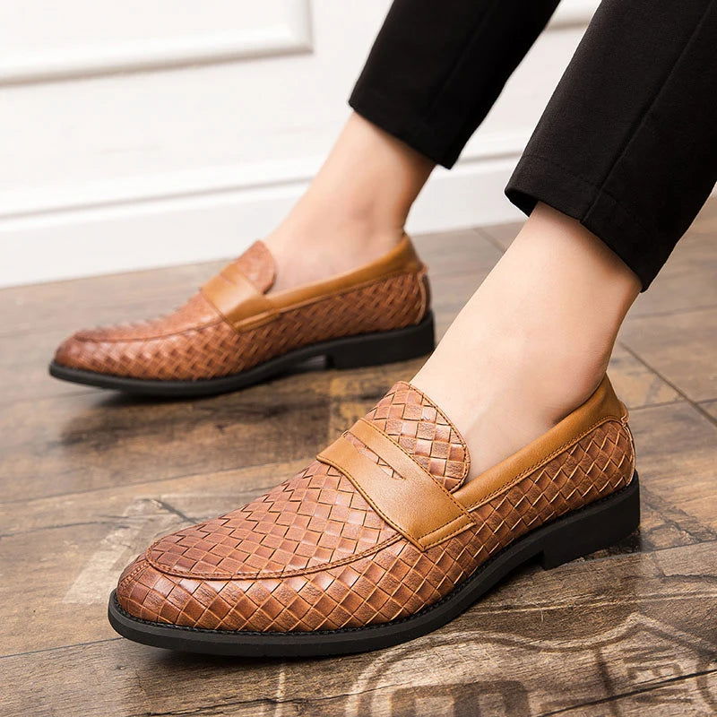 Mocassins en cuir tressé pour homme
