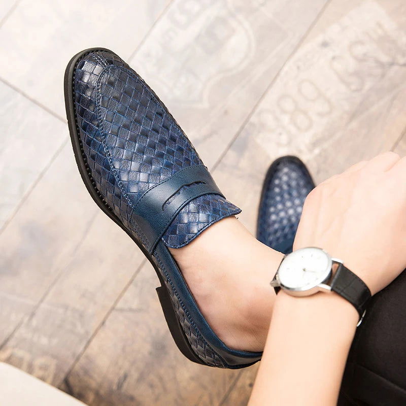 Mocassins en cuir tressé pour homme