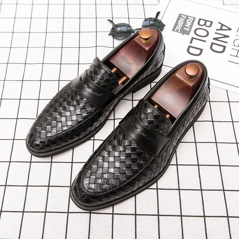 Mocassins en cuir tressé pour homme