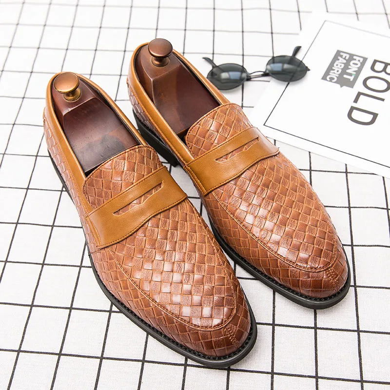 Mocassins en cuir tressé pour homme