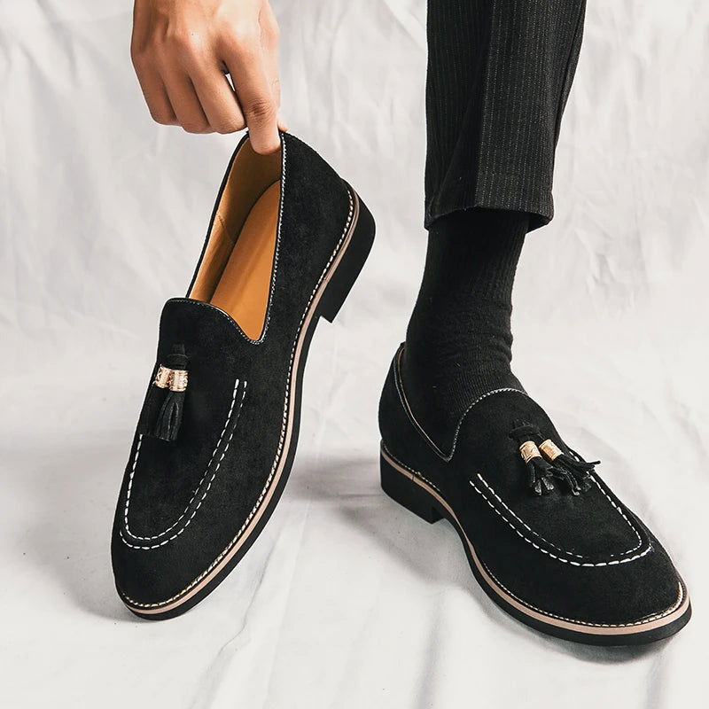 Mocassins en daim à glands pour homme