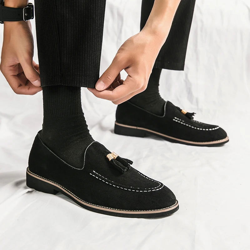 Mocassins en daim à glands pour homme