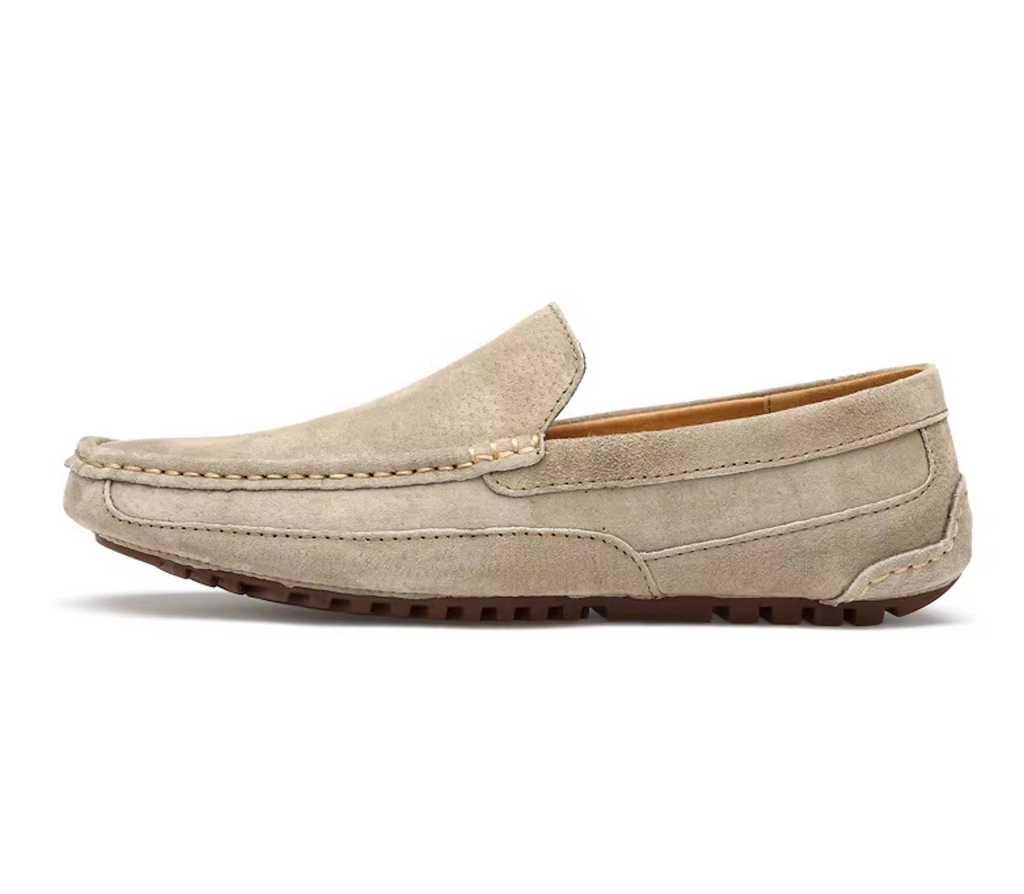 Mocassins beiges en daim pour homme