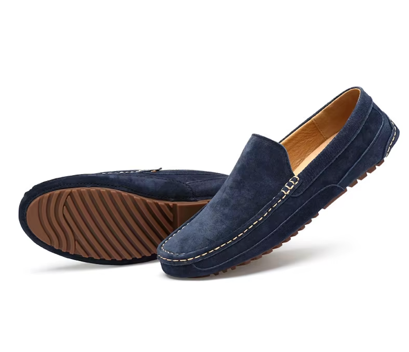 Mocassins beiges en daim pour homme