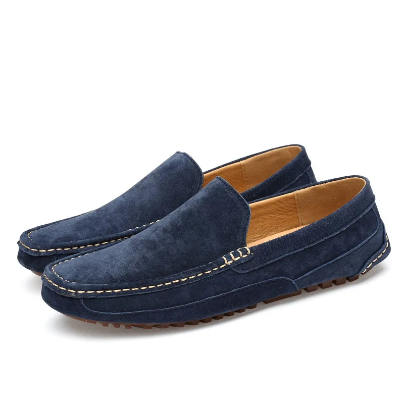 Mocassins beiges en daim pour homme