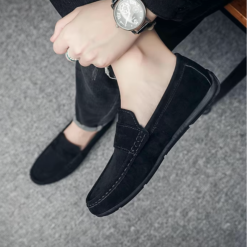 Mocassins en daim beige pour homme