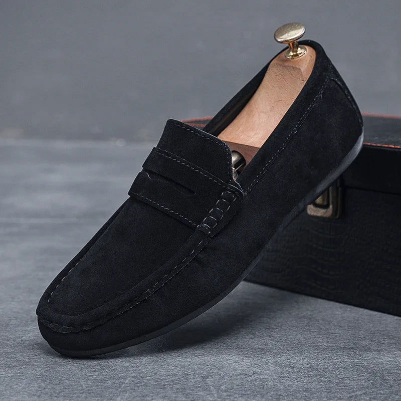 Mocassins en daim beige pour homme