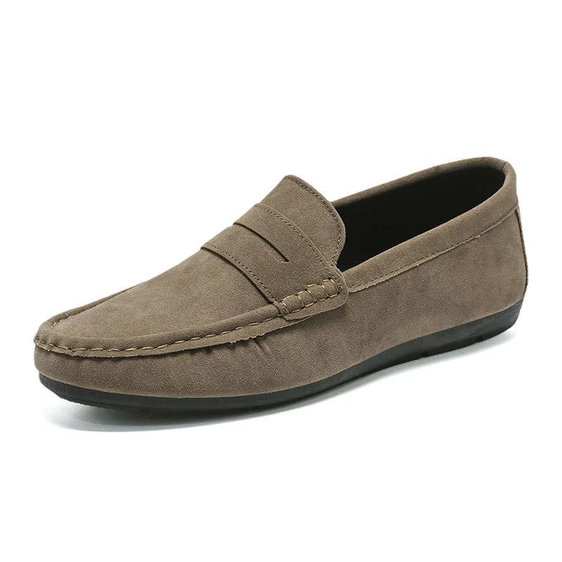 Mocassins en daim beige pour homme