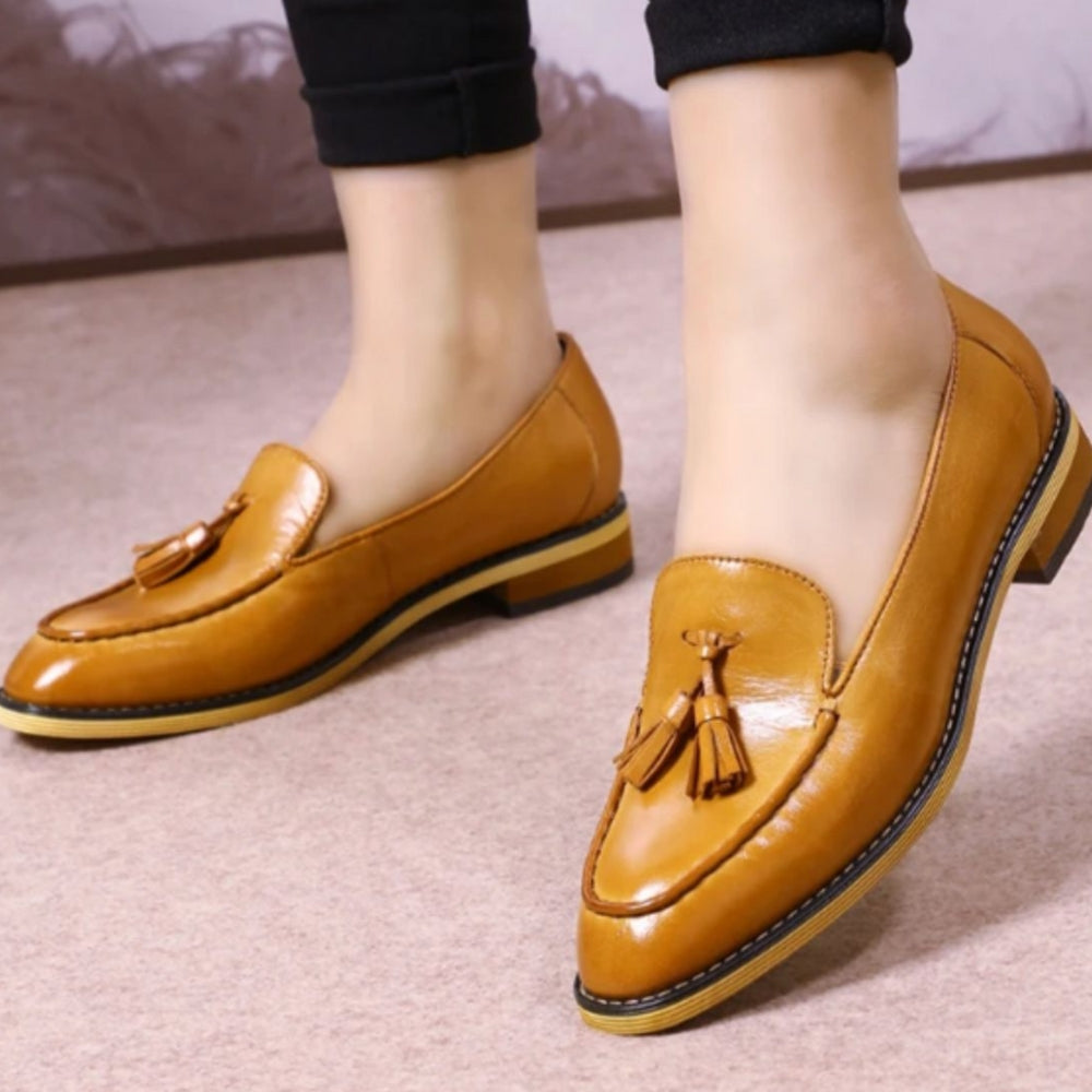 Mocassins en cuir marron avec glands