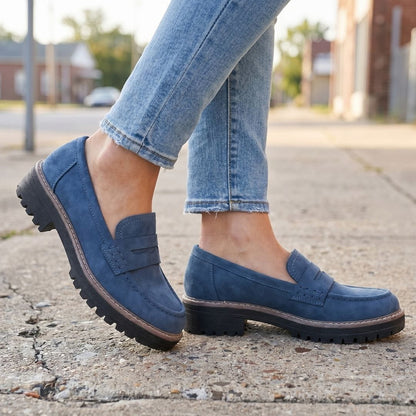 Mocassin en daim chunky femme
