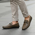 Mocassins en cuir italien avec boucle métallique pour homme