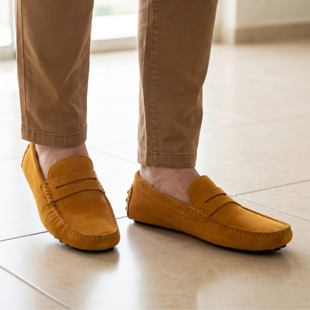 Mocassins casual en daim pour homme
