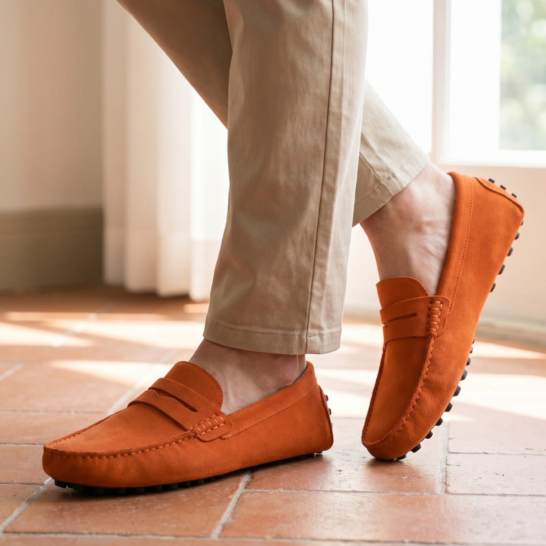 Mocassins casual en daim pour homme