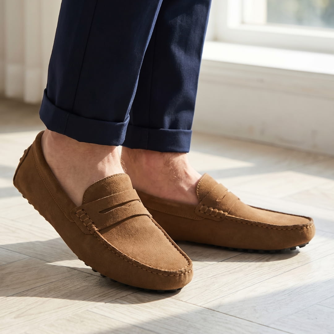 Mocassins casual en daim pour homme