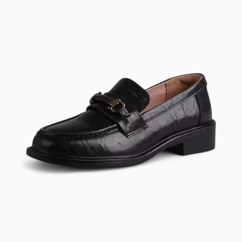 Mocassins noirs à talon carré