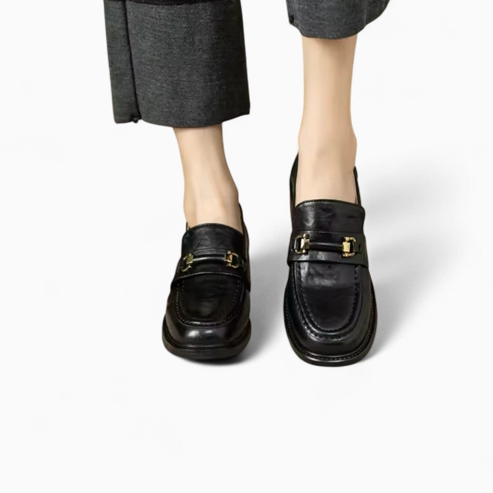Mocassins noirs à talon carré