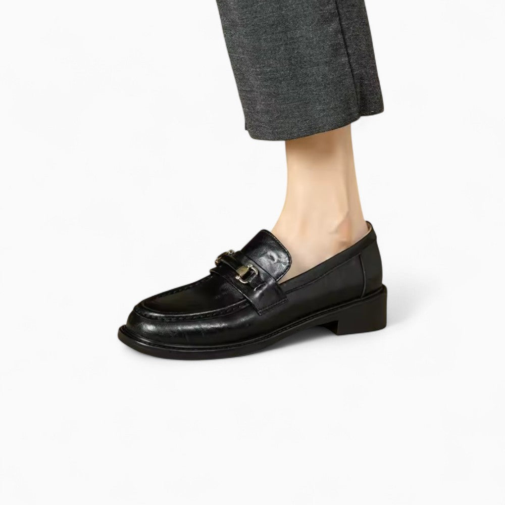 Mocassins noirs à talon carré