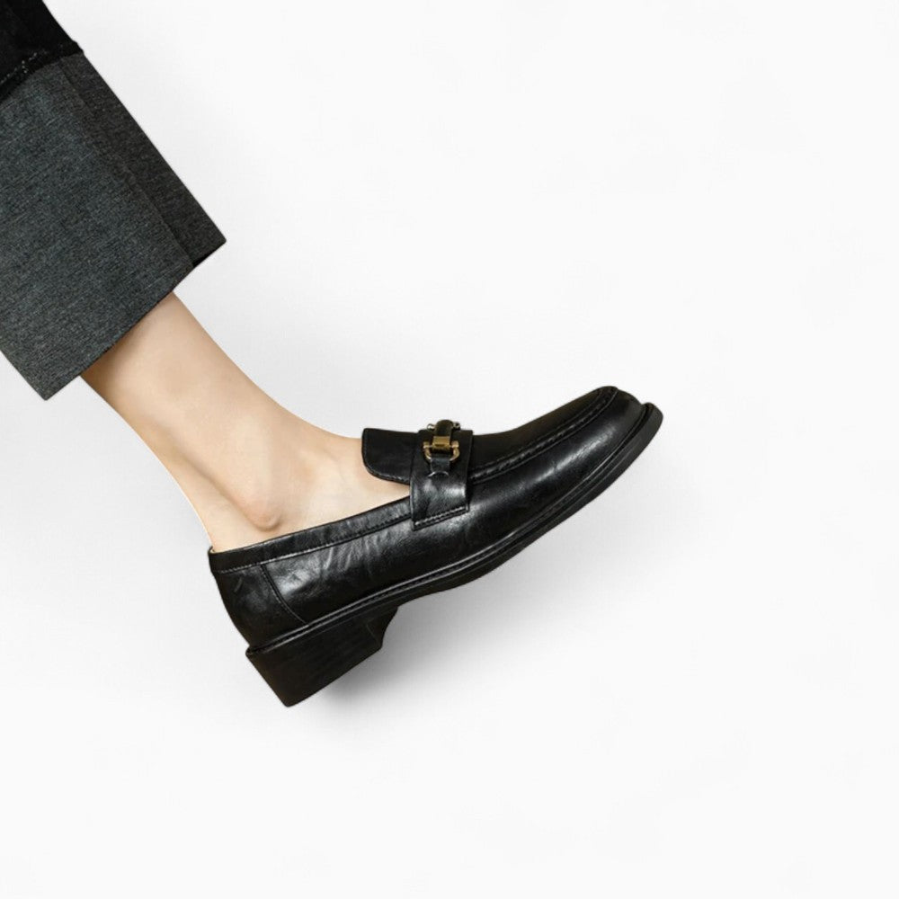 Mocassins noirs à talon carré