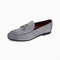 Mocassins en daim gris à glands pour homme