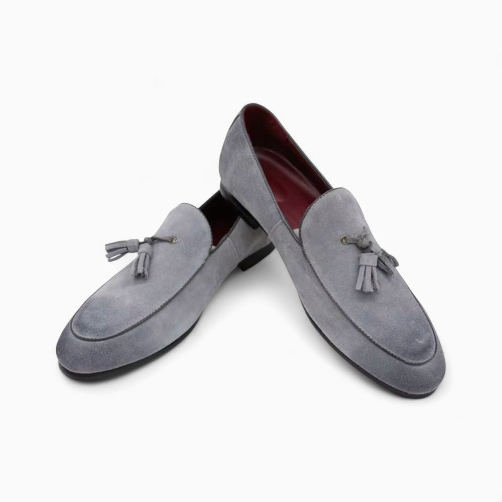 Mocassins en daim gris à glands pour homme