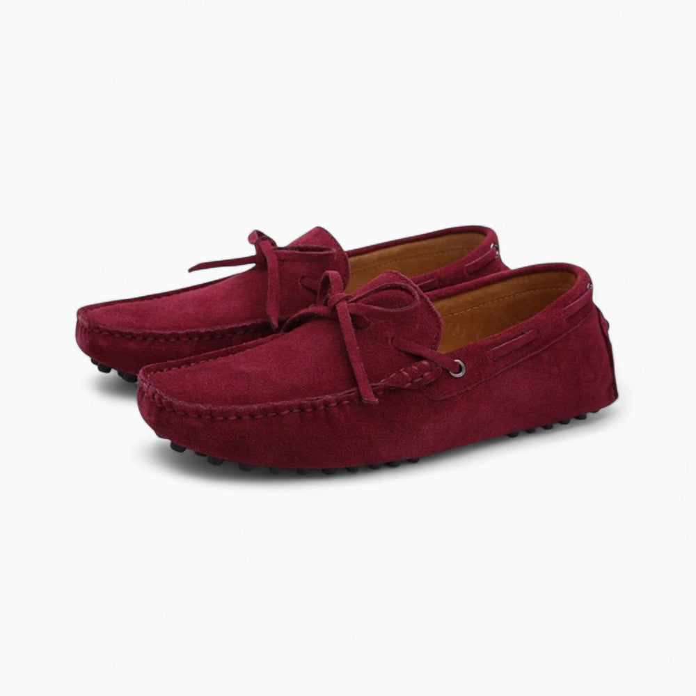 Mocassins en daim rouge pour homme