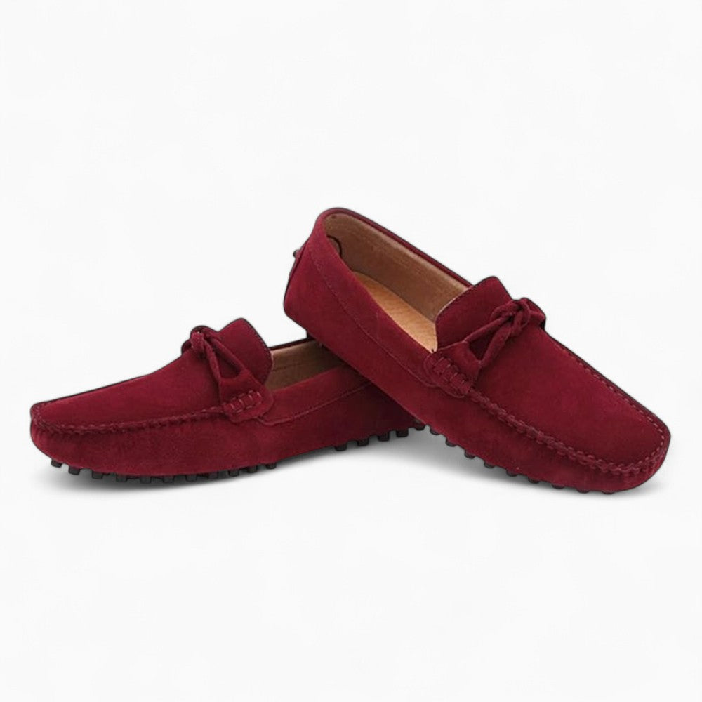 Mocassins en daim rouge pour homme