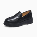 Mocassins en cuir noir à plateforme
