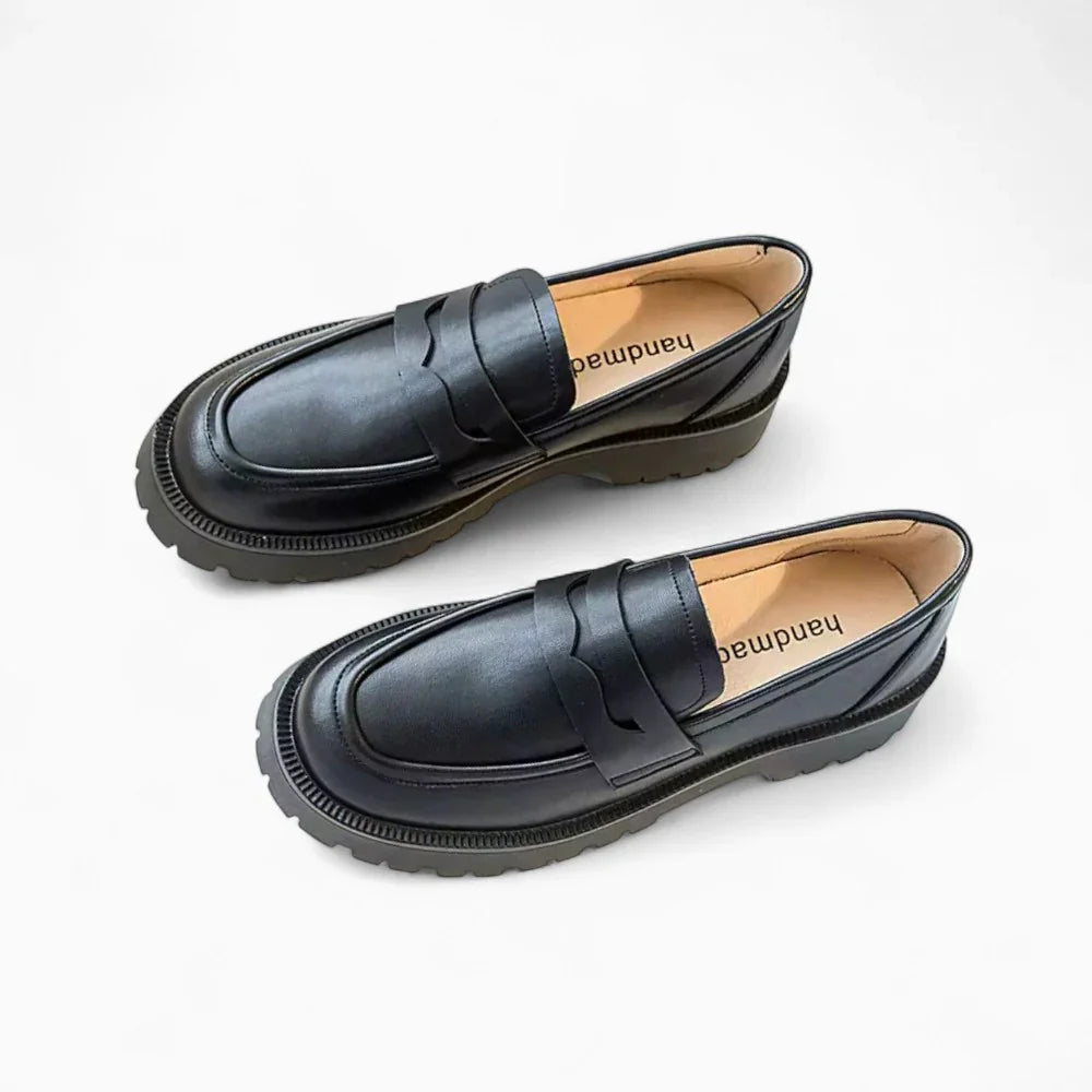 Mocassins en cuir noir à plateforme