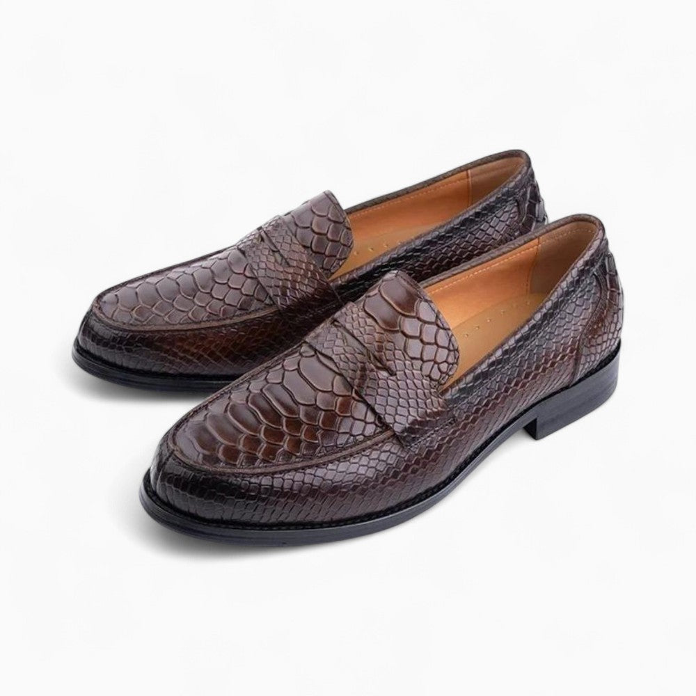 Mocassins en cuir véritable marron pour homme
